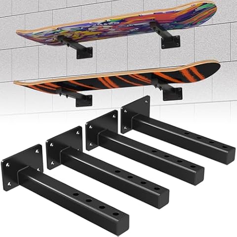 DIYIIRON 4 Pack Snowboard Wall Mount,Snowboard & Skateboard Wall Mount Snowboard Mount Storage Snowboard Display Racks, Skateboards Floating Shelves Brackets Cover
