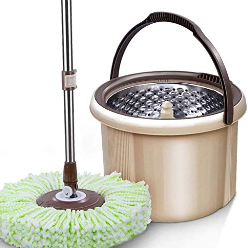 Juego de fregona giratoria y cubo con sistema de fácil escurrido, paño de microfibra lavable para una limpieza eficiente del suelo del hogar y la cocina
