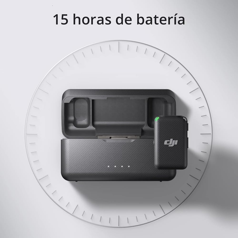 dji Mic (2 TX + 1 RX + Estuche de Carga), micrófono lavalier inalámbrico, 15 Horas de batería, cancelación de Ruido micrófono inalámbrico para PC, iPhone, Grabar entrevistas, Youtube, Vlogs