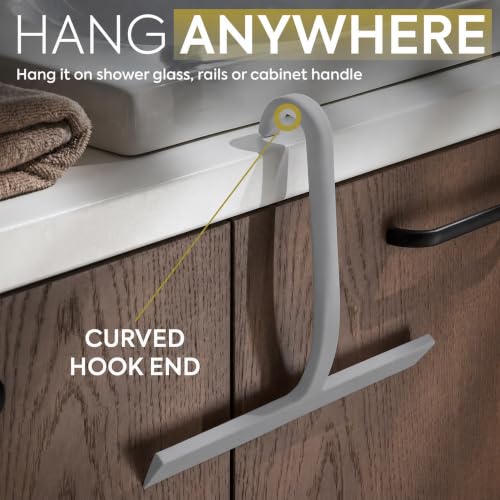 Image of GUTEWERK Shower Squeegee for Glass Doors, 10″ Gray with No-Drill J-Hook