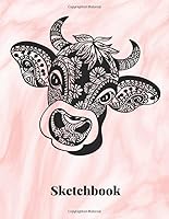 Sketchbook: 100 Pages of 8.5"x11" Blank Paper for Drawing, Doodling, Sketching, Journaling or your Mandalas | Sketch book for Women, Adults, Men and ... Cow Face Mandala Rose Marble Background 1795494875 Book Cover