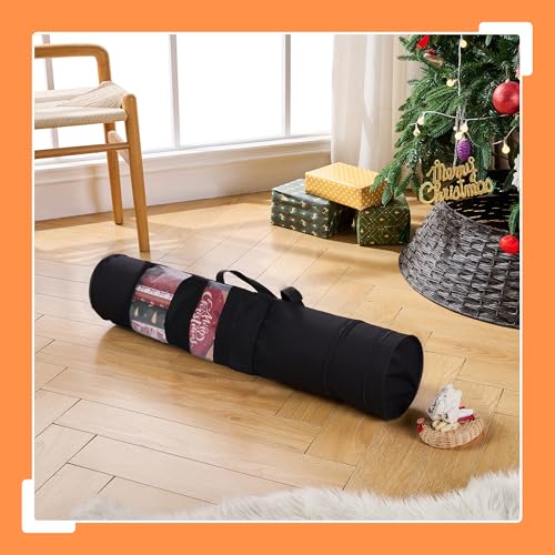 Relaxdays Geschenkpapier Aufbewahrung, 2er Set, 2 extra Fächer, Griffe, HxD: 85 x 17 cm, Geschenkpapiertasche, schwarz