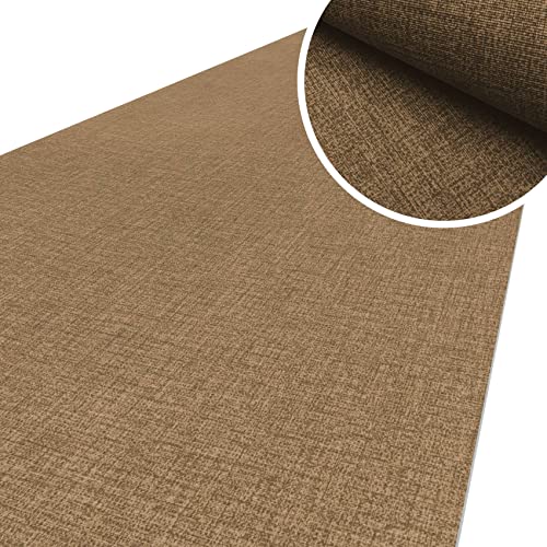 ANRO Küchenläufer Küchenteppich rutschfest Teppich Läufer Teppich Küche Läufer Flur Küchenmatte Flurläufer Textiloptik Uni Beige Abwaschbar 400 x 67cm