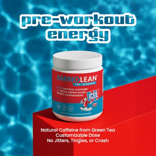Image of AminoLean Pre Workout Powder & Natural Amino Energy with Vegan BCAA + EAA | Jitter-Free Preworkout Energy from Green Tea + Amino Acids & Weight Management for Women & Men - Vegan, Zero Sugar, No Crash