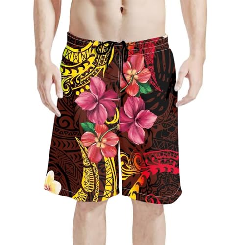 Polynesian Style Prints Mens Gym Shorts Athletic Shorts for Men Hawaiian Beachwear Polynesian Tribal Patterns Shorts