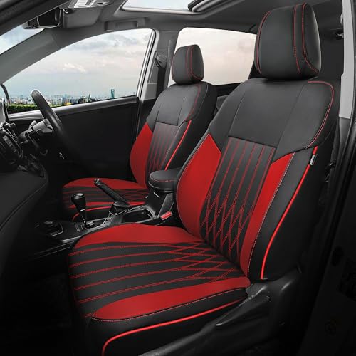 FEINEPRO Seat Covers for Toyota Corolla Sedan S SE XSE 2014 2015 2016 2017 2018 2019, Custom Fit Luxury Faux Leather Car Seat Covers Full Set Waterproof - BlackRed