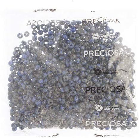 Preciosa Czech Seed Beads 32/0 (8mm) Opaque Travertine on Medium Blue - 250g Bulk Bag Beads for Jewelry Making and Crafts