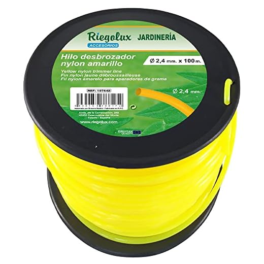 Riegolux 107642 Filo Decespugliatore Nylon Rotondo, Giallo, 2,4 mm x 100 m