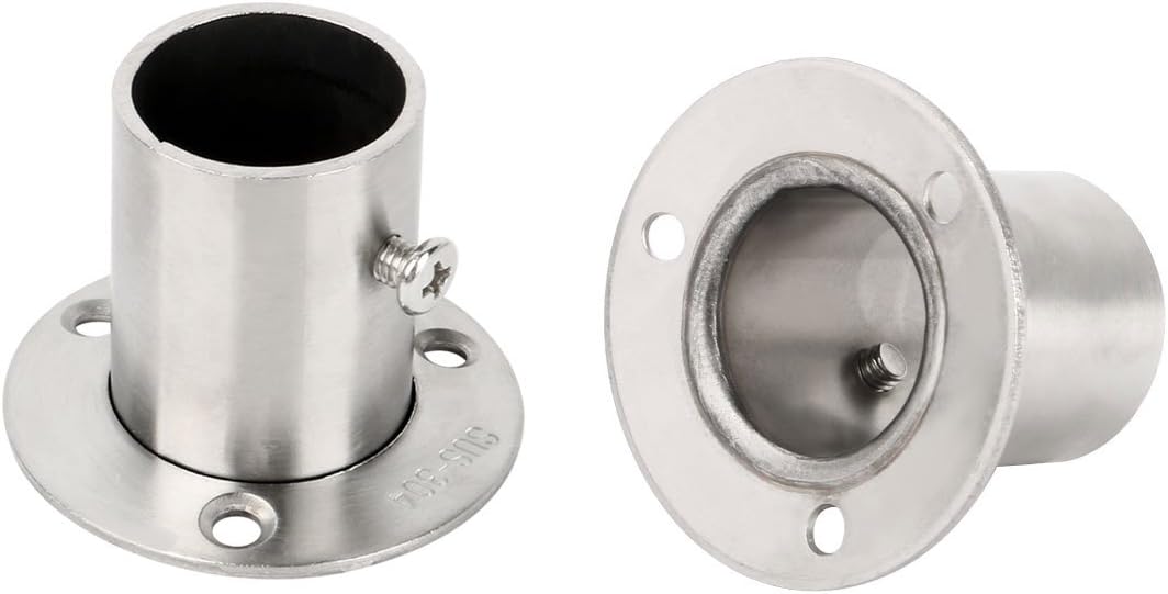 uxcell 304 Stainless Steel Clothes Closet Rod Bracket Flange Lever Support Holder Hanger Pole 1.3 Inch Dia 2pcs