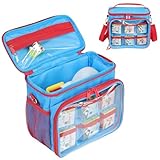 Mordx Aufbewahrungstasche für Little Tikes Story Dream Machine Bücher Starter Set, Spielzeug Aufbewahrungshalter Reisekofferfür Geschichtenbuch Hörspiel Charakter,nur Box(Blau & Rot)