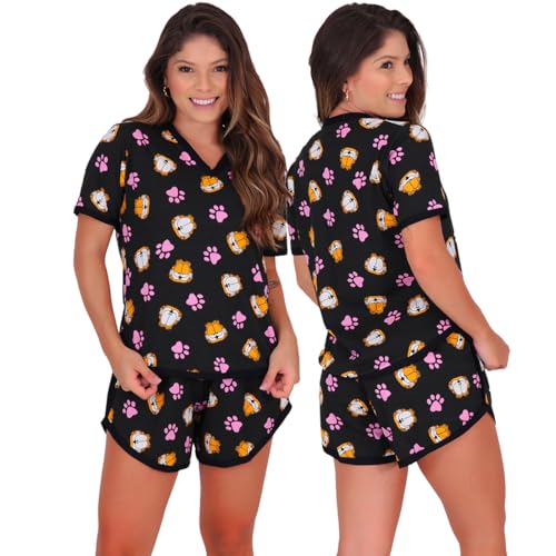 Kit 2 Pijamas Fadinha Tecido Refrescante Short Cós Alto Click Mais Bonita (G, Estampados)