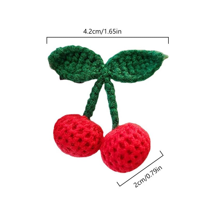 6 Pcs Red Cherry Hair Clips Crochet Mini Sweet Cherry Hair Barrettes Knit Fruit Shape Hairpins Hair Accessories for Women Girls - Image 2