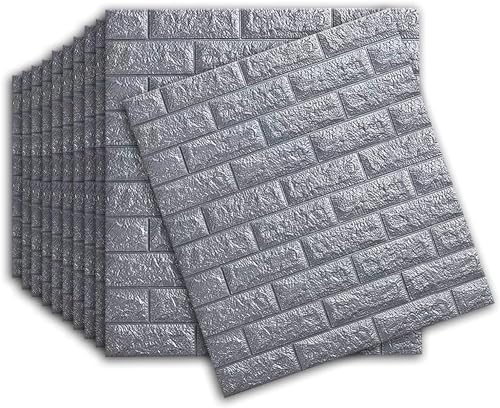 Image of TEKCOOL Self-Adhesive Waterproof PE Foam 3D Wall Panels Wallpaper Sticker for Bathroom, Living Room, and Home Decoration (70 x 77cm, Appx. 5.8Sq Feet)-5 Piece