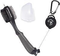Vista 1 de Cepillo retráctil para palos de golf Cepillo doble de gran tamaño, agarre ergonómico, limpiador de ranuras retráctil y cordón