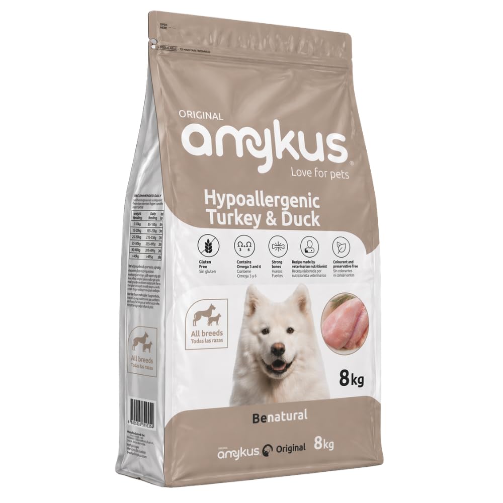 Hypoallergenic Grain Free Turkey & Duck 8 kg | Sin Cereales | Control de Peso | Sensibilidad Alimentaria | Adultos y Senior (+7) | Pavo y Pato