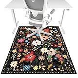 Office Chair Mat for Hardwood Floor & Tile Floor, 36"X 48" Heavy Duty Desk Chair Mat for Hard Floors, Under Desk Rug for Rolling Computer Chair,Anti Slip,Low Pile Carpet Protector-Multicolor Flower