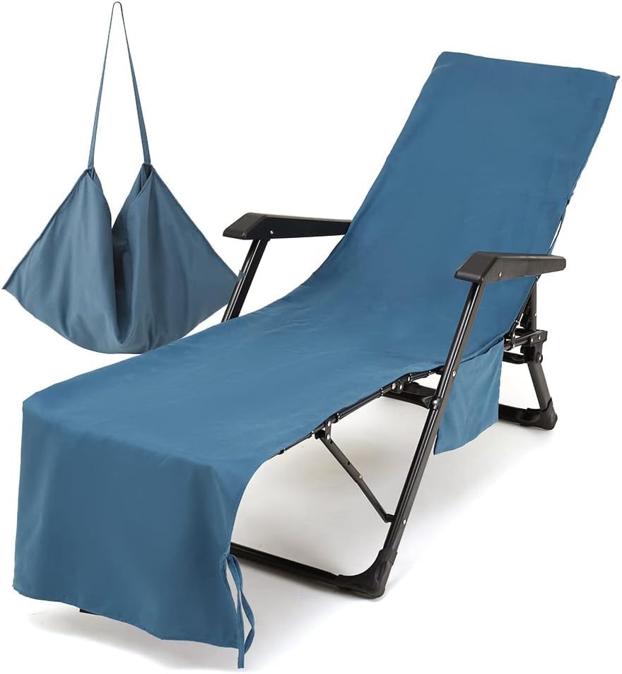 Housse de protection microfibre bleu pour chaise de jardin et transat de terrasse
