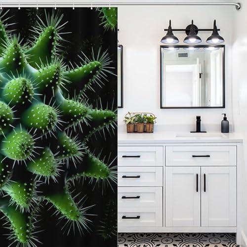 Rideau douche imprimé cactus anti-moisissure lavable en machine - 5