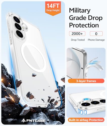 Image of FNTCASE for Samsung Galaxy S26 Case: [Fit for Magsafe] [Screen Protector] Anti Yellowing Transparent Clear Military Grade - Shockproof Protective Phone Cover for Samsung S 26 - Clear