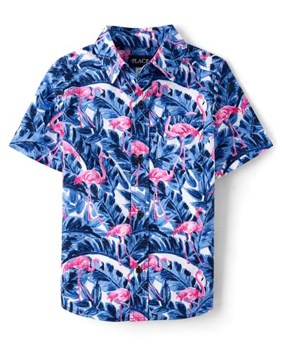 Image of The Children's Place Boys' Short Sleeve Poplin Button Down Shirt