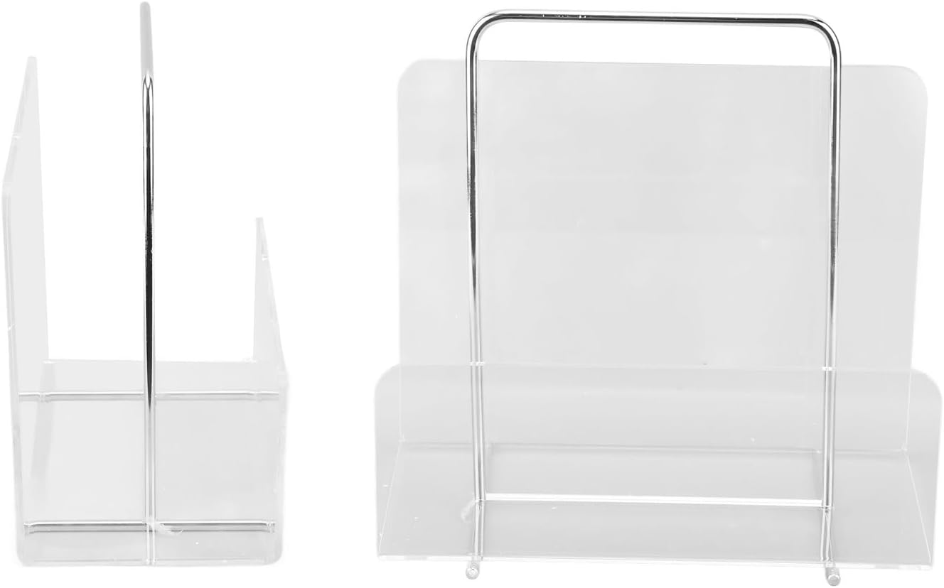 Acrylic Magazine Rack with Metal Handle Crystal Clear Desktop Organizer for Office Reception Waiting Room Storage