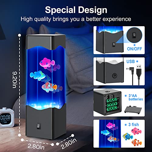 Lava Lamp,Desktop Multi-Color Fake Fish Lava Lamp,Usb Powered Aquarium Night Lights With 3 Fish,Gifts For Adults Kids,Office Room Desktop Decoration,Gifts For Christmas Birthdays Holidays #TOP2