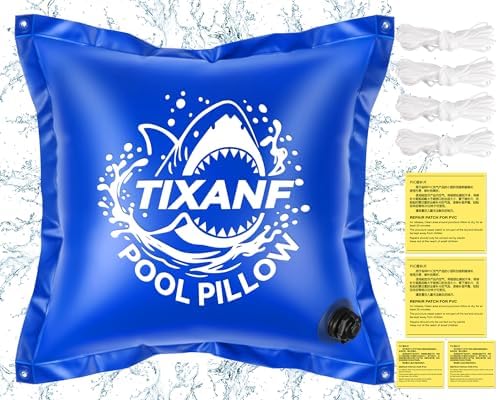 4 x 4Ft Winter Pool Pillow, Thickened Flexible and 0.8mm Double-Layer Hot Melt Process Durable PVC Pool Pillows for Above Ground Pools,Swimming Pool Closing Winter Kit,Rope and Patch Included