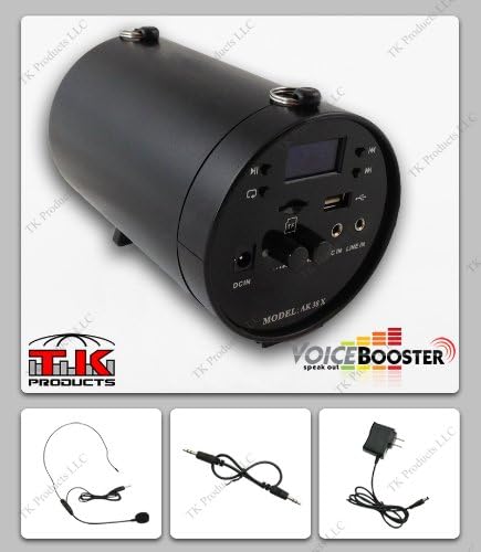 Miniatura 5 de Amplificador de voz VoiceBooster y reproductor MP3 y radio FM 25 vatios negro MR-AK38 (Aker) por TK Products, portátil, para profesores,
