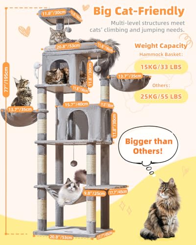 Torre de Gatos Taoqimiao 77 Pulgadas para Gatos Grandes miniatura 2