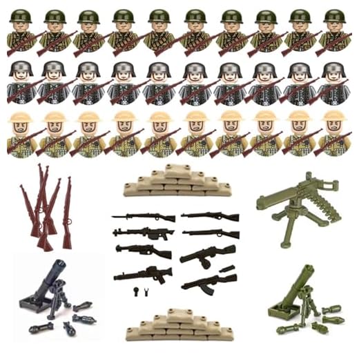 BbiuRer Kit militaire avec armes et soldats Modèles historiques pour collectionneurs, Équipement militaire pour la Seconde Guerre mondiale, Diorama, Figurines décoratives pour adultes, Représentation