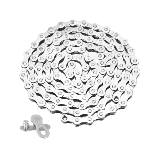 QitinDasen Cadena de Bicicleta de 11 Velocidades, 1/2 X 11/128 Inch 116 Eslabones, con Conector de Cadena de 11 Velocidades (Plateado)