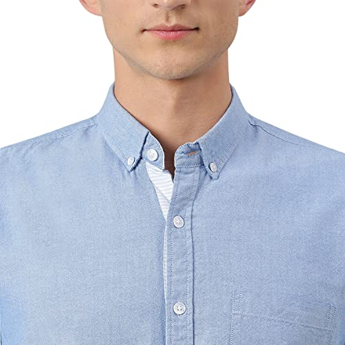 Image of Thomas Scott Men's Premium Slim Fit 100% Cotton Casual Shirt | Button-Down Collar | Full Sleeves | Solid Shirt for Men