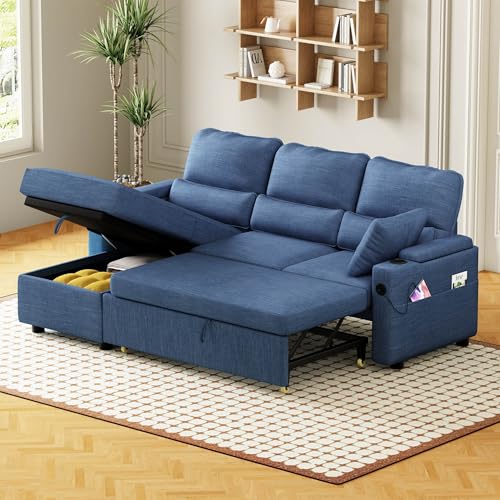 Pull Out Couch, L Shaped Convertible Sleeper Sofa Bed with Hidden ...