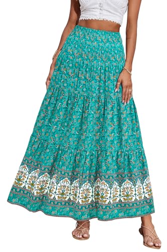 Image of CFLONGE Summer Maxi Skirts for Women 2026 Trendy Floral A Line Boho Skirt