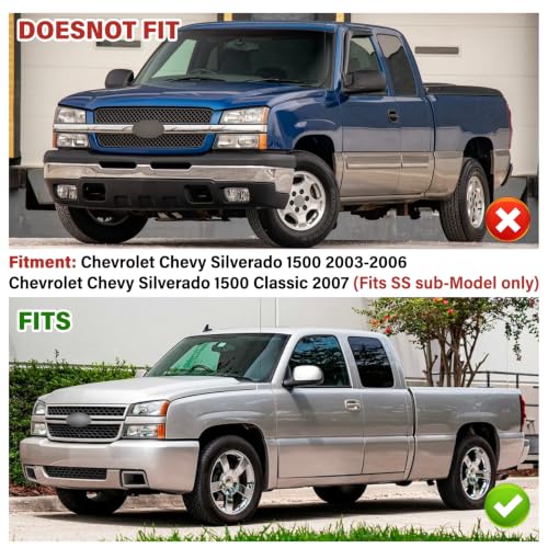 Image of License Plate Bracket for Chevy Silverado 1500 2003 2004 2005 2006, Silverado 1500 Classic 2007 (Fits SS sub-Model only), Front Bumper License Plate Holder Replacement Frame Black Mount