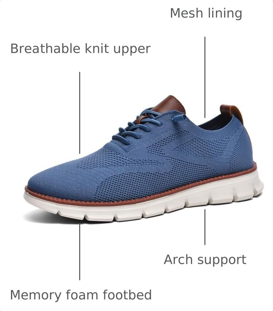 Image of Wearbreeze Men's Business Casual Oxford Sneakers - Lightweight Lace-Up Dress Shoes for Work, Travel & Daily Commute