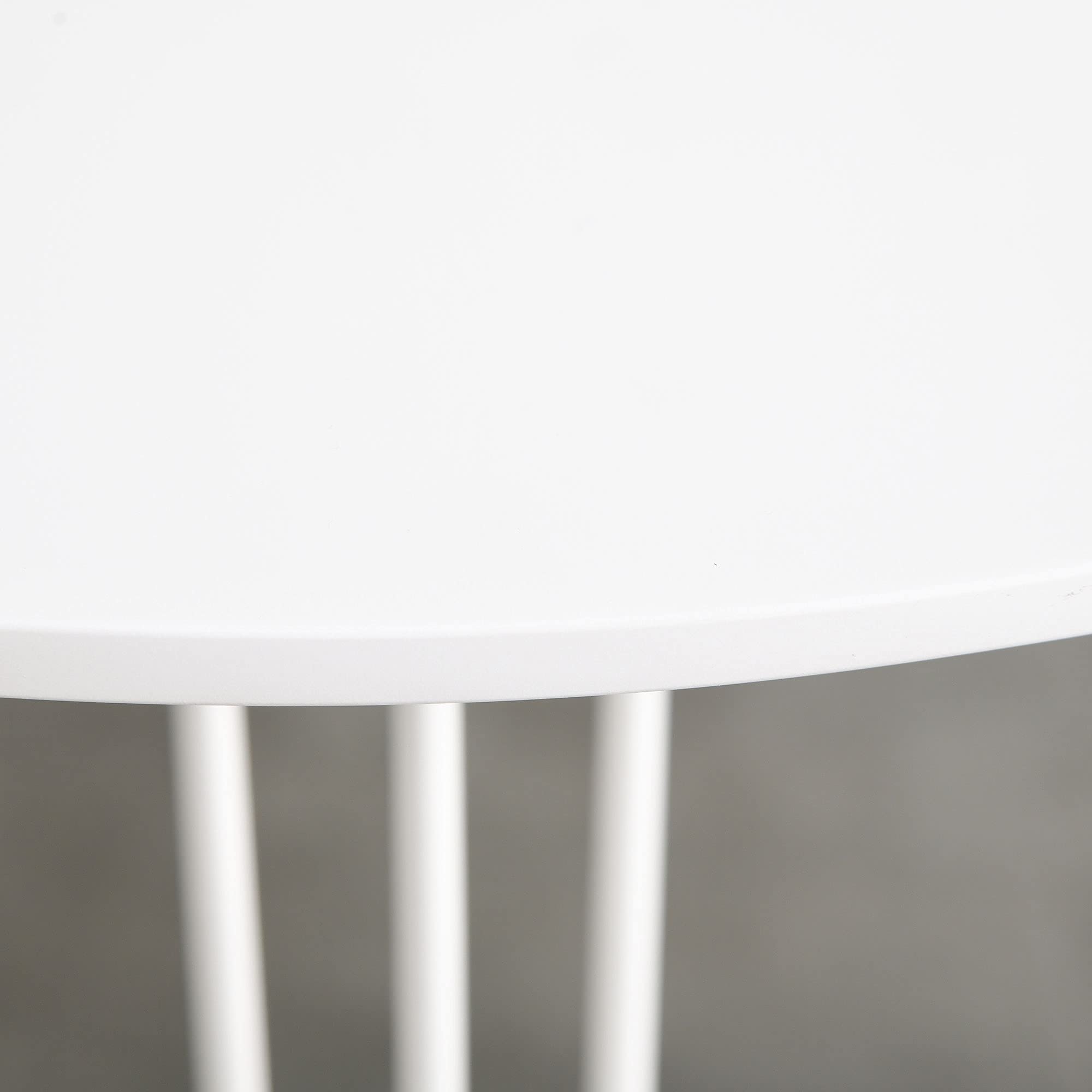 HOMCOM Mesa de Comedor Redonda con Patas de Horquilla Ø70x75 cm Blanco | Metálicas, Estilo Moderno Nórdico, para Cocina Salón Cafetería Bar