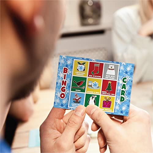 Jeu de cartes d'appel de bingo de Noël pour enfants et adultes – Cartes d'appel de bingo de Noël prédécoupées jusqu'à 40 jeux – Accessoires de fête – Activités de Noël familiales – Image 3