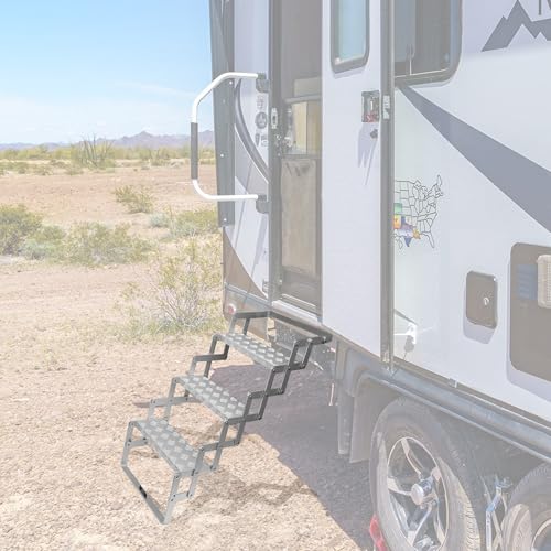 Quick Products JQ-184SSS 18" Wide Aluminum Scissor Stairs with Easy Mount Bracket for Mobile Home, RV, Camper, Shop, & Trailers - 4-Step by Quick Products - Image 5