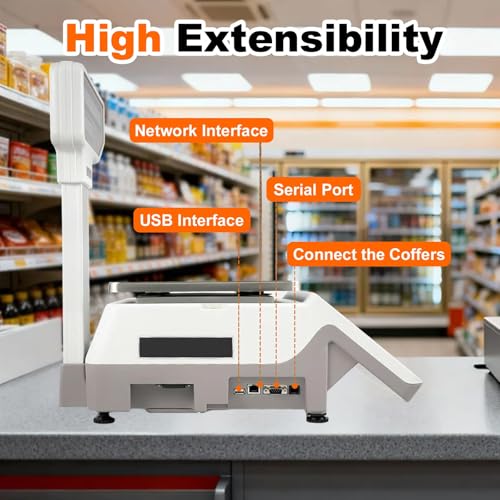 Báscula comercial con impresora térmica y pantalla dual 30kg miniatura 6