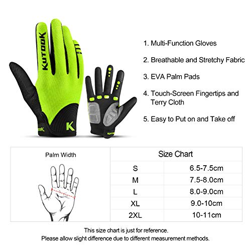 Image of KUTOOK Cycling Gloves Full Finger Touch Screen Wear Resistant with Shock Absorbing Pad Bike Gloves Men for MTB Road
