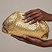 MXCMXC Women’s Woven Evening Bag Clutch Purse, Elegant Dumpling Handbag PU Leather Ruched Bag for Party Cocktail Wedding (Gold)