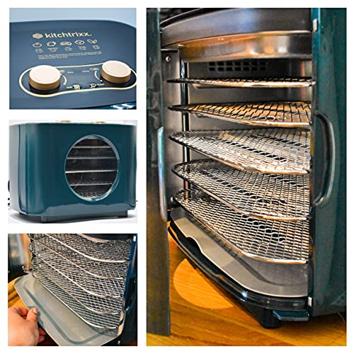 Foto von Kitchtrixx Dörrautomat | Dehydrator mit 5 Einlegefächern, Dörrgerät mit 8 L Ofen, Kräutertrockner, bis 99 Std. Trocknungszeit, 30-80 ° C | für Beef Jerky, Obst, Gemüse, Fleisch