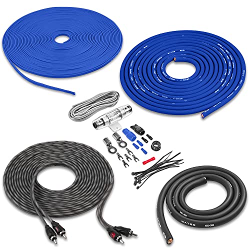 Image of Belva True 4 Gauge AWG Premium CCA Complete Amplifier Wiring Kit with OFC 2-Channel RCA Cable - BAK42BL Blue