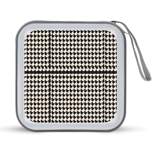 Étui de rangement CD et DVD portable gris à rayures pied-de-poule pour la voiture
