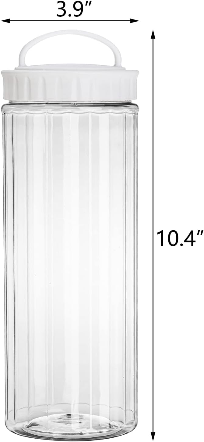 Lawei 4 Pack Clear Plastic Jars with Lids - 50 Oz Tall Clear Empty Plastic Jars Plastic Food Storage Jars for Food & Home Storage