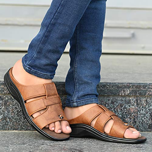 Image of Centrino Sandals for Men | Lightweight Thong Style Sandal | Quick-Dry Comfortable Chappal with Arch Support & Durable Hand Stitched Sole (5953)