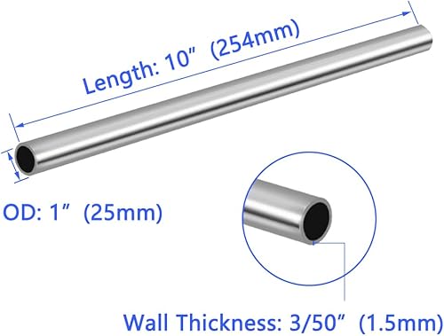 Miniatura 2 de Tynulox Tubo de acero inoxidable 304, diámetro exterior de 1 pulgada, pared de tubo grueso, para soldar, redondo, recto, industrial, 10 pulgadas de