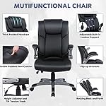 COLAMY High Back Executive Office Chair- Ergonomic Home Computer Desk Leather Chair with Padded Flip-up Arms, Adjustable Tilt Lock, Swivel Rolling Chair for Adult Working Study-Black - Image 5