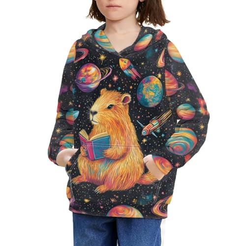 Image of WELLFLYHOM Boys Hooded Sweatshirts Hoodie Pullover Cool Graphic Crewneck Blouses Size 6-16